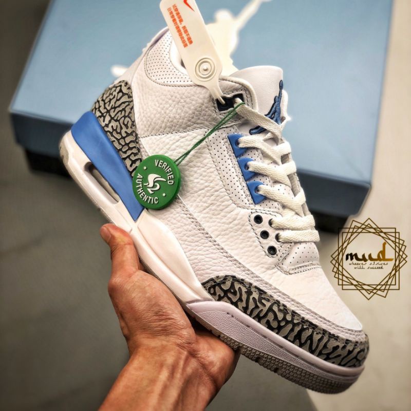 SEPATU NIKE AIR JORDAN 3 UNC WHITE BLUE PREMIUM ORIGINAL QUALITY