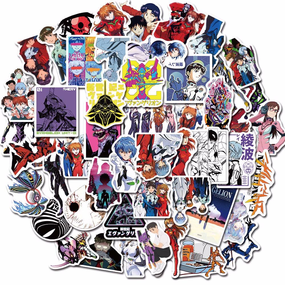 ELEGANT Kids Gift Decorative Stickers Anime Decals Anime Stickers Anime Evangelion Waterproof Stationery Sticker For Laptop Luggage PVC Fans Collection Gifts 50pcs/pack Car Stickers