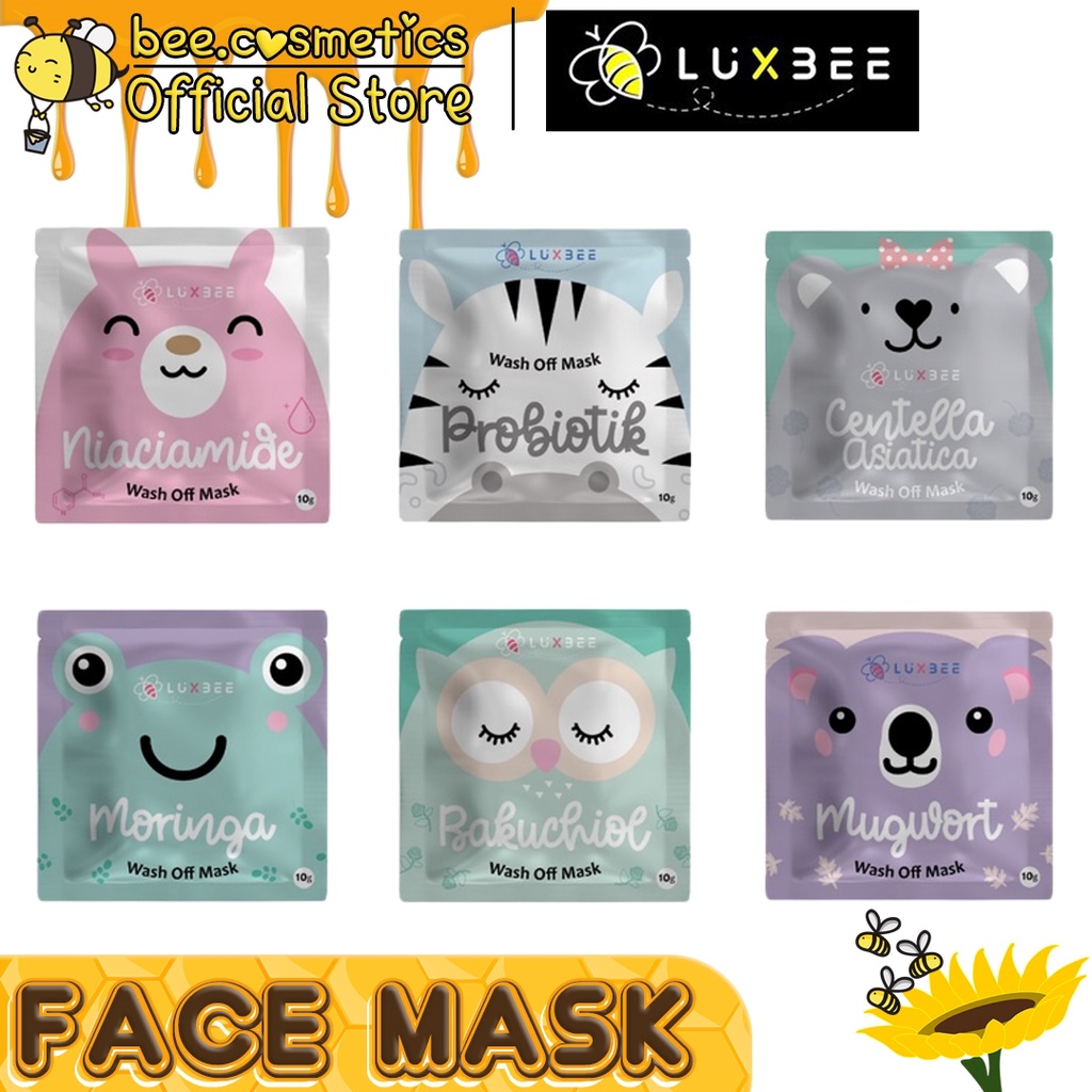 LUXBEE WASH OFF MASK MASKER ORGANIK BPOM 10GR
