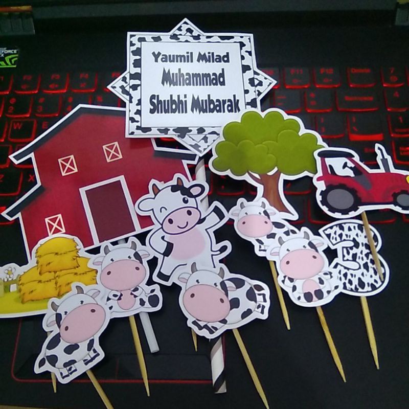 

cake topper hiasan kue cow sapi animal