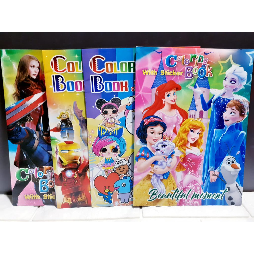 

ROYALE STATIONARY - Buku Mewarnai Anak Plus Stiker / COLORING BOOK Plus Sticker Size Besar KERTAS TEBAL
