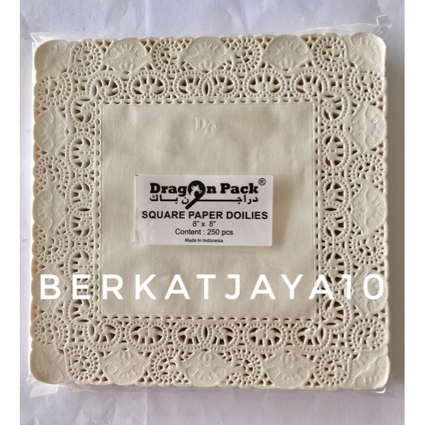 Paper Doyleys Kotak 8&quot;x8&quot; PUTIH (Isi 10 Pcs) Kertas Doilies Alas Renda 20x20 cm