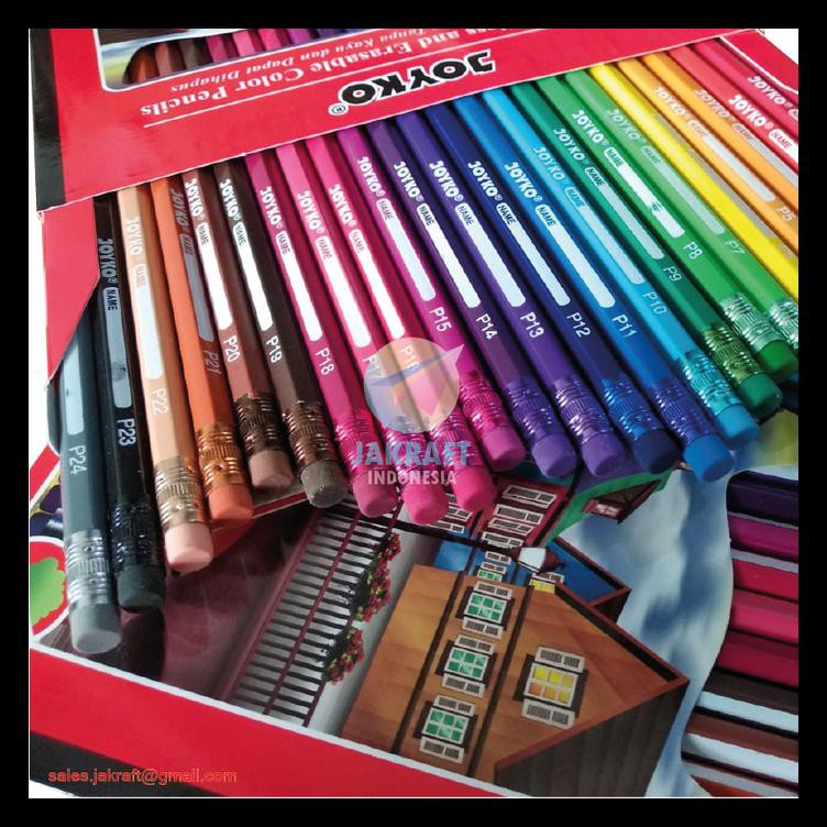 

Pensil Warna 24 Warna Panjang Bisa Dihapus Joyko Cp-115 Erasable Bermutu
