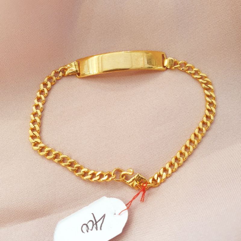 Gelang dewasa rantai plat polos emas asli kadar 400