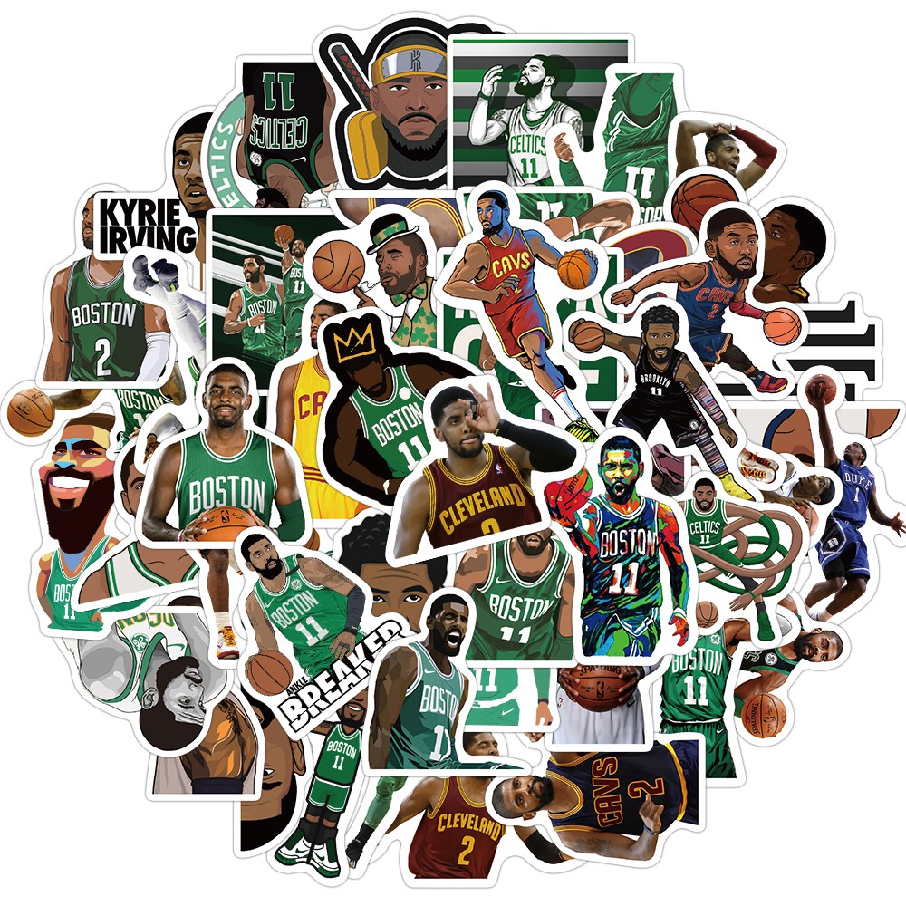 50pcs Stiker Graffiti Nba Star Kyrie Irving Bahan Pvc Anti Air Untuk Laptophelm