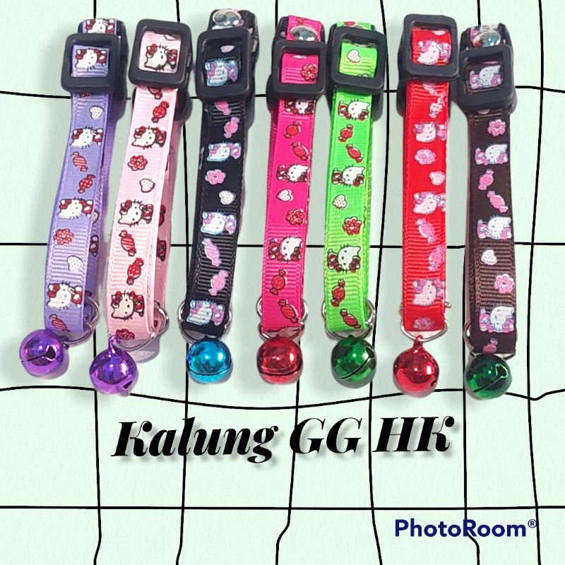 Kalung Kucing GG HK Hello Kitty Tipis Lonceng 12mm