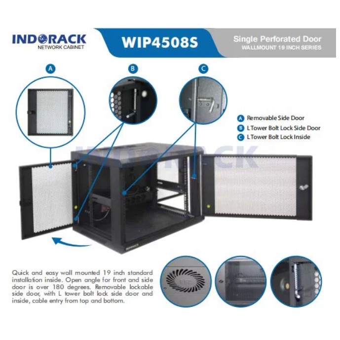 Wallmount Rack WIP4508S Rack Server 8U Single Perforated Door 19 inch Series