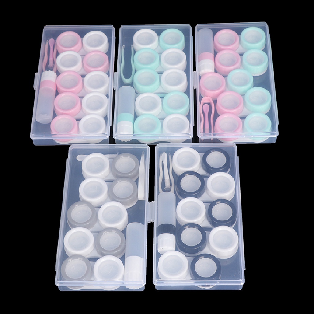 [OOID] 5 Pairs Contact Lens Case Cosmetic contact Storage Box With Bottle And Tweezers ID