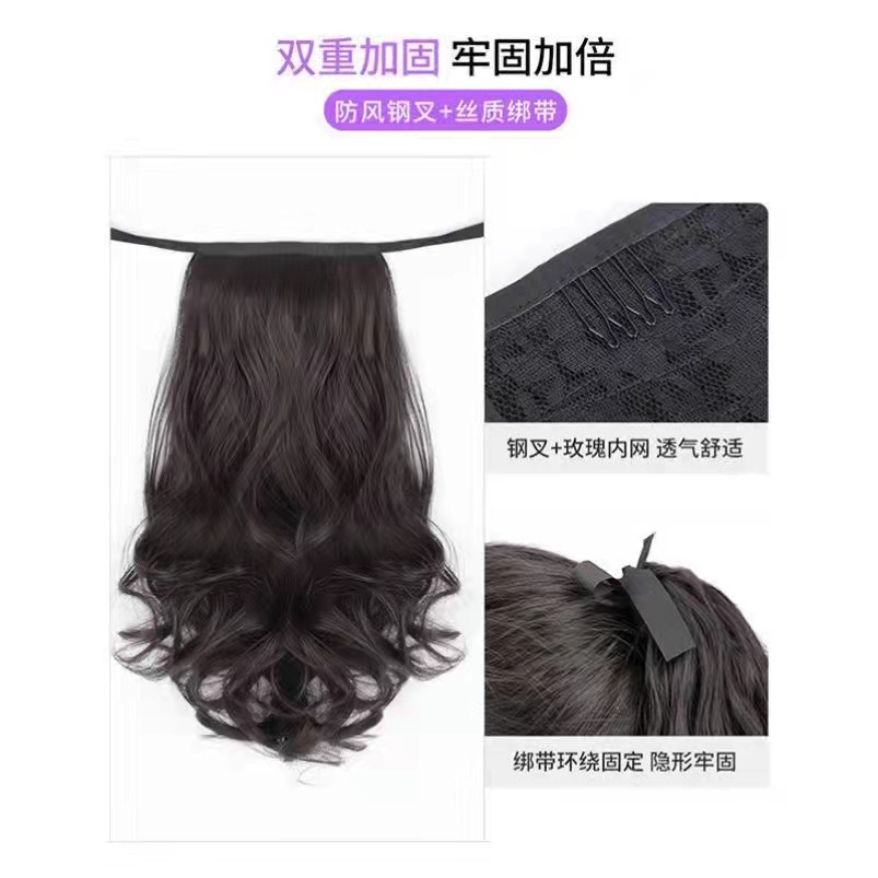 Wig Wanita Hair Clip Curly Rambut Palsu Wanitahair Clip Ponytail Pendek