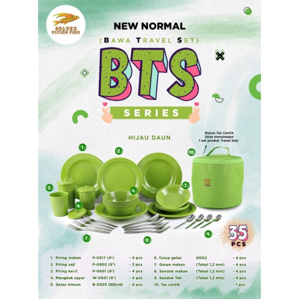 

(COD) BTS Series GFF Travel SET Melamin Golden Free Tas Cantik /Packing double bubble dan dus aman