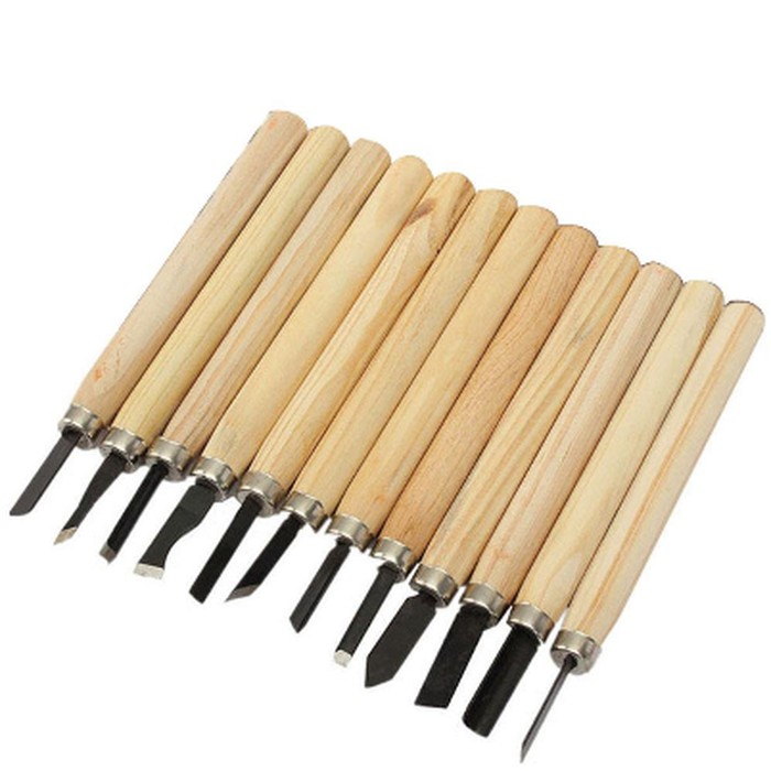 Wood Carving Chisel Set with Wooden Handle (12pcs)