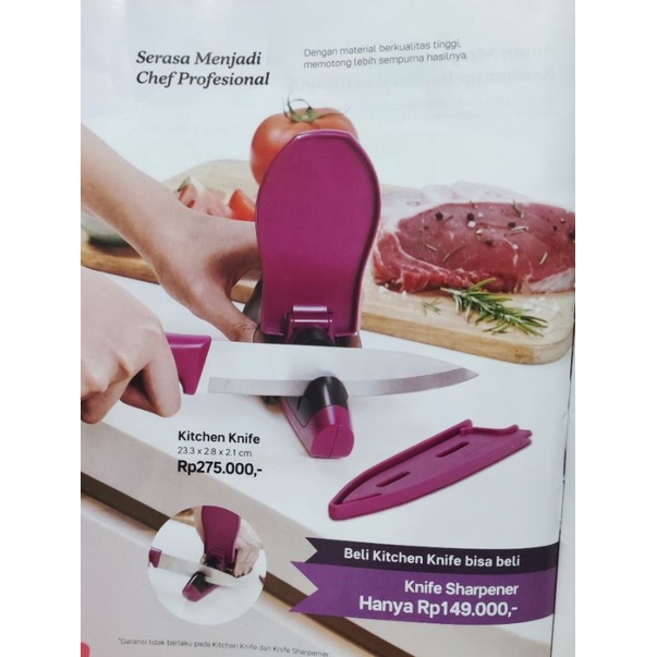 Kitchen Knife + Knife Sharpener / Pengasah Pisau Tupperware