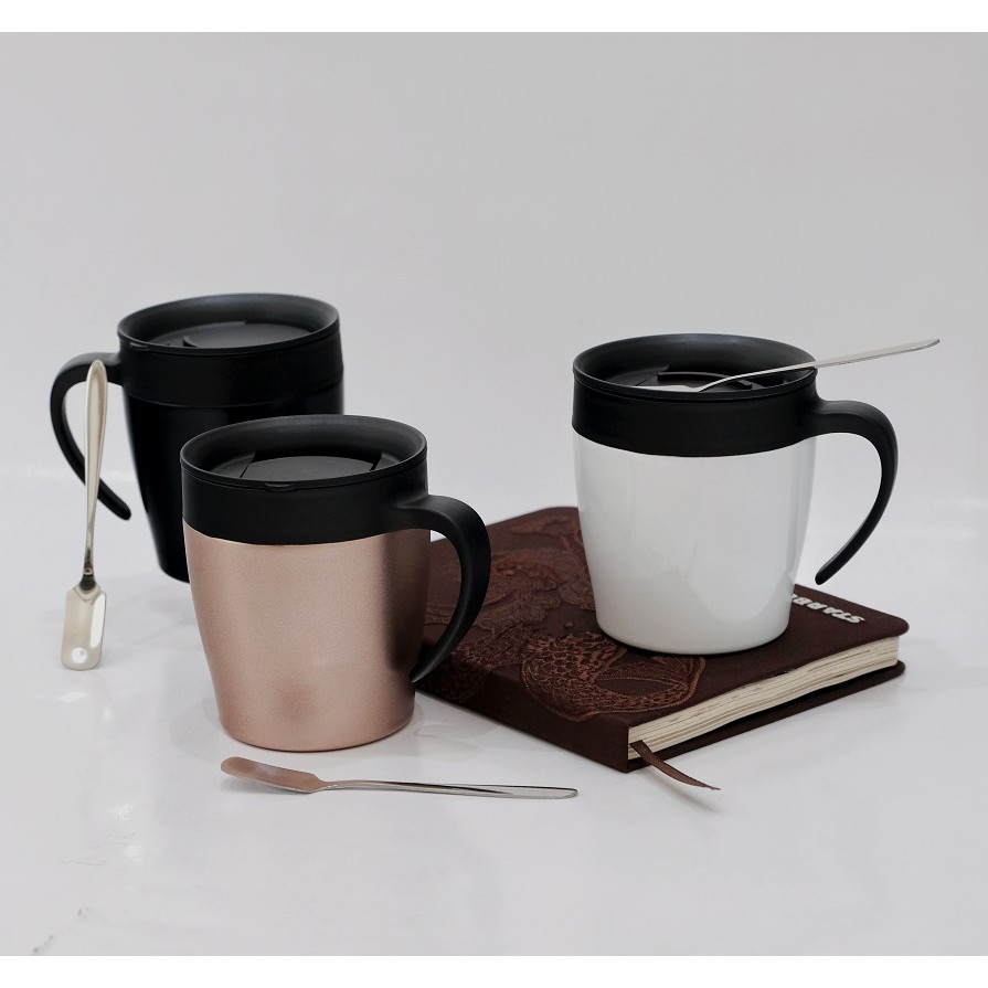 H6066 Mug Ingenuity + Sendok Stainless - Cangkir Kopi 330ml