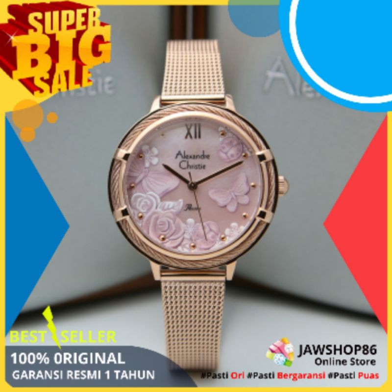 JAM TANGAN WANITA ALEXANDRE CHRISTIE ORIGINAL AC 2873 ORI RANTAI KECIL MURAH TRRBARU GARANSI 1 TAHUN