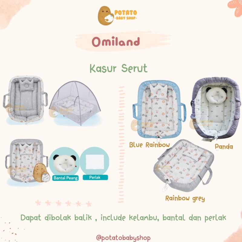 Omiland Kasur Bayi Serut Alpaca - Bedding Set Kasur Portable