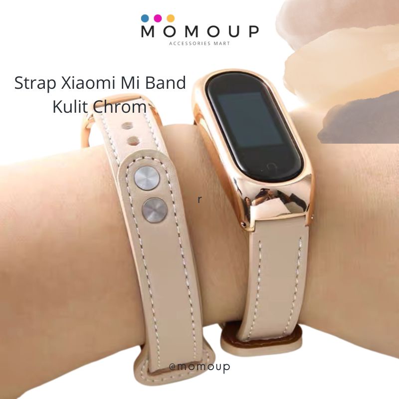 Strap Mi band 7 6 5 4 3 Kulit Mewah Tali Pengganti Xiaomi Mi band 7 6 5 4 3 Mewah Kulit Chrom Bumper Case