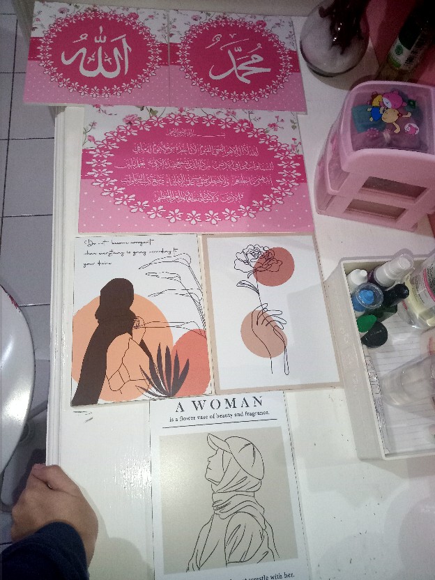 Wooden Projects Walldecor Pajangan Dindin Islamic Shabbychic Allah Muhammad & Ayat Kursi - Lak