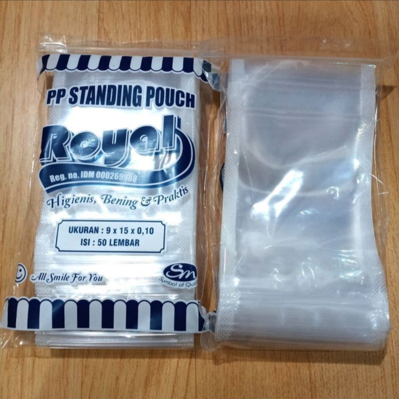 PP Standing Pouch 9x15 isi 50 Lembar / Plastik PP Segel Klip Berdiri Bening