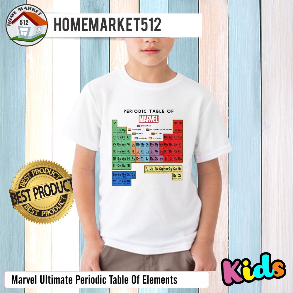 Kaos Anak Marvel Ultimate Periodic Table Of Elements Kaos Anak Laki-laki Dan Perempuan Premium SABLON ANTI RONTOK | HOMEMARKET512-0