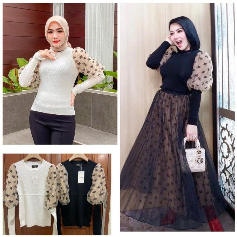 Atasan Rajut Import Kaos Knit Syahrini Viral