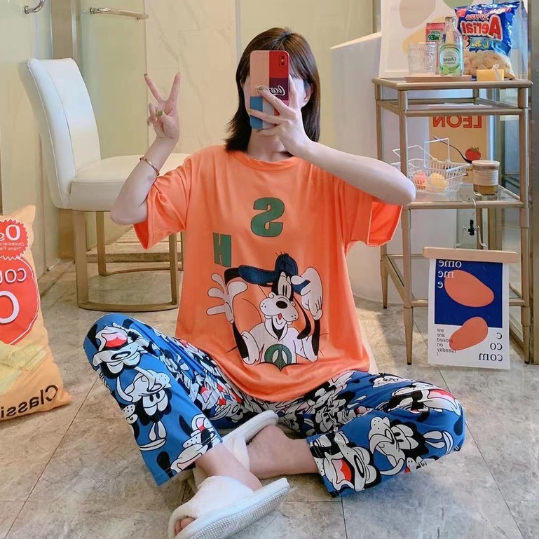 Piyama CP wanita baju tidur import jumbo/bigsize-CP GOOFY OREN