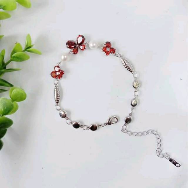 Gelang mutiara air tawar lombok asli rangka silver