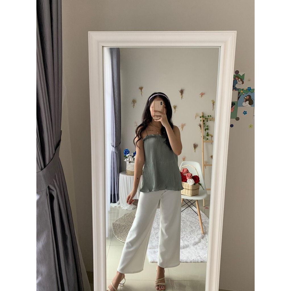 Sweet Berry - Petite Kulot / Celana Kulot Panjang Bahan Scuba-White