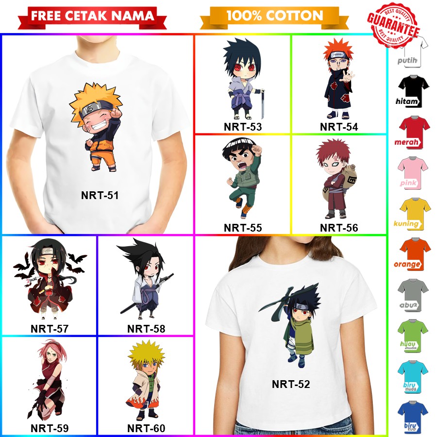 [FREE NAMA!!] Baju Kaos COUPLE  ANAK DAN NARUTO BANYAK MOTIF