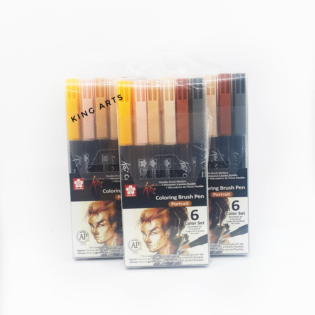 

Brush Pen Sakura Koi Coloring Portrait Set 6