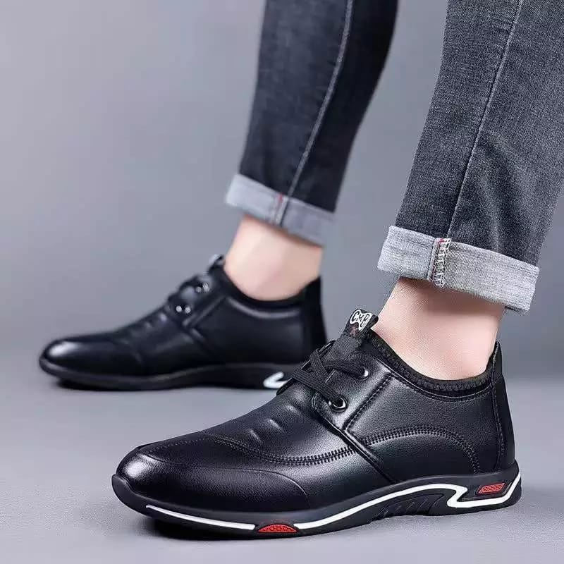 Sepatu Pantofel Pria Kulit Asli Buat Kerja Formal Import Kasual Leather Hitam Cokelat GS19