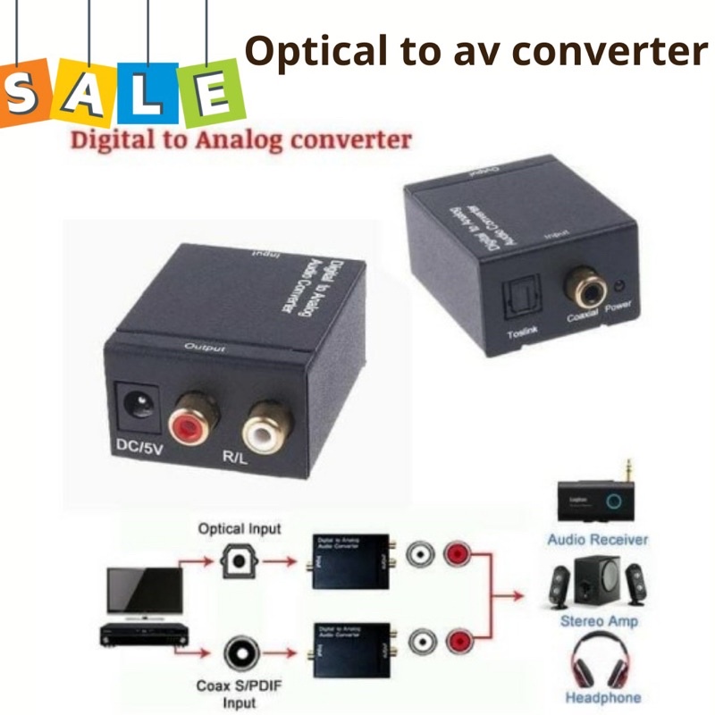 CONVERTER OPTICAL TO AV RCA DIGITAL AUDIO TO ANALOG AUDIO CONVERTER FREE kabel optical