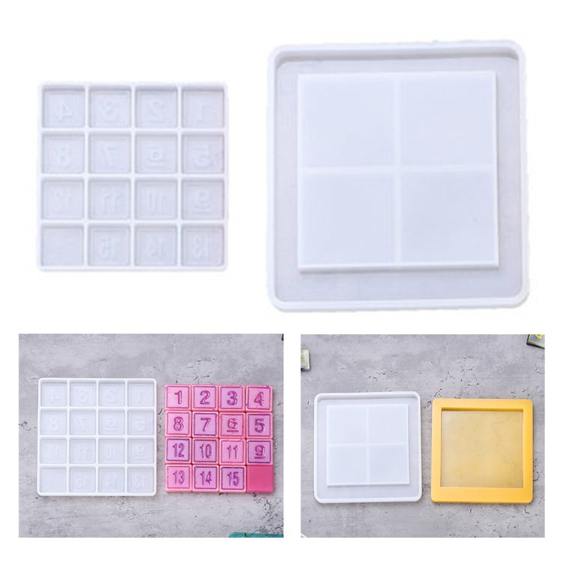 2pcs / Set Cetakan Puzzle Kristal Epoxy Resin Bentuk Angka Digital Bahan Silikon Untuk Kerajinan