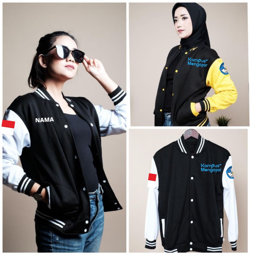 Jaket Kampus Mengajar Kancing Varsity Pria dan Wanita