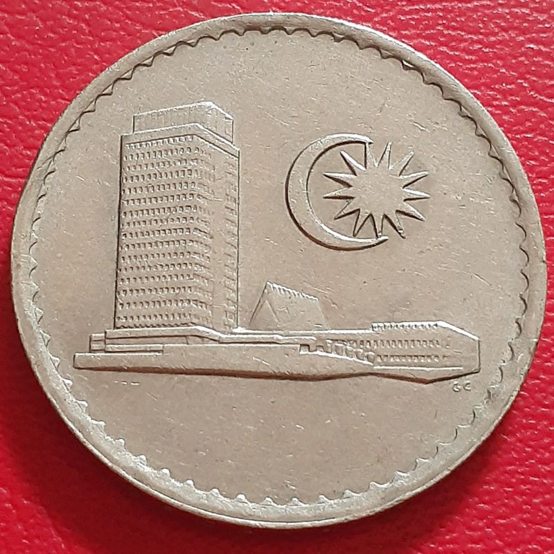 Uang Koin Kuno Luar 50 Sen Malaysia Gedung Tahun 1982 Rare