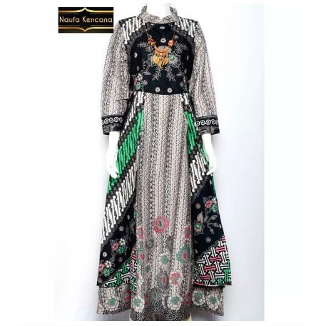 BATIK NAUFA KENCANA GAMIS WANITA BATIK PARANG KOMBINASI BATIK MODERN