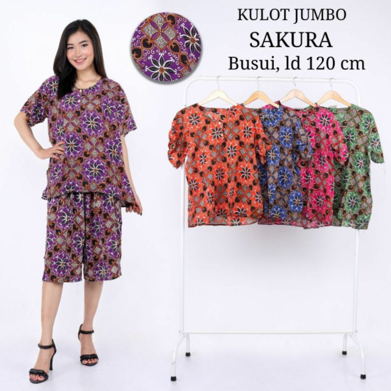 stelan baju tidur kulot jumbo pendek