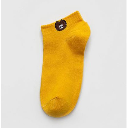 Kaos Kaki Ankle Pendek Lucu Tebal 1kg muat 86pcs Motif Brown Import Lembut GANNISE KK0002-KK0002 YELLOW