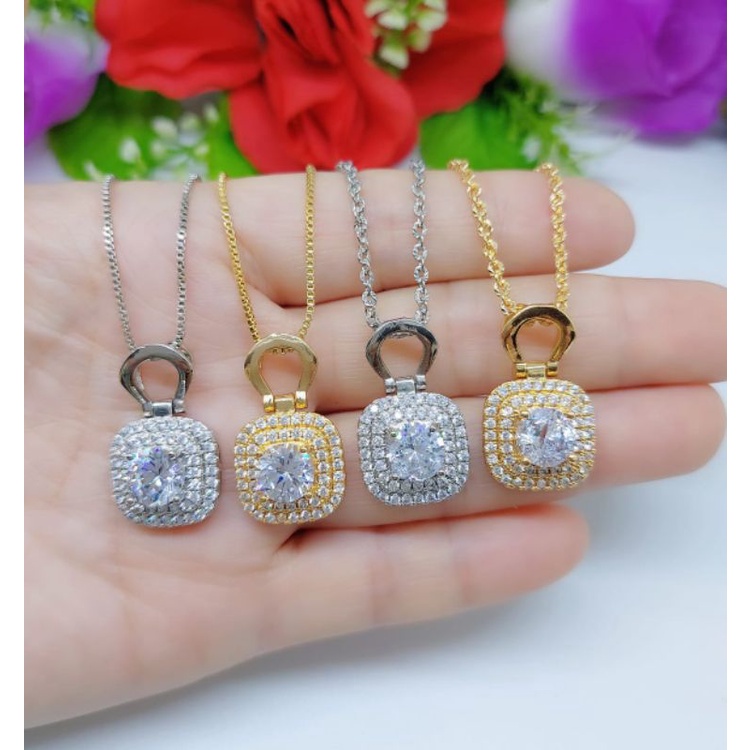 Set Xuping Kalung+Liontin Love&amp;Kotak Mata Satu Lapis emas 18k 056.057