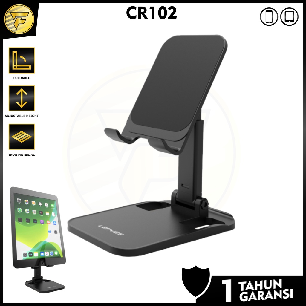 LENYES CR102 Holder Meja Folding Desktop Stand Holder dudukan lipat HP Tablet universal Anti Slip Besi Alluminium original