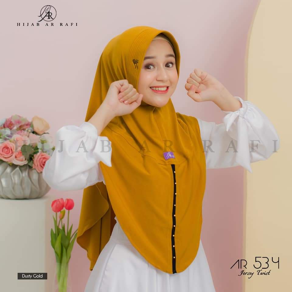 HIJAB ARRAFI AR 534 - HIJAB INSTAN - KERUDUNG ARAFI - KERUDUNG INSTAN - JILBAB INSTAN-DUSTY GOLD