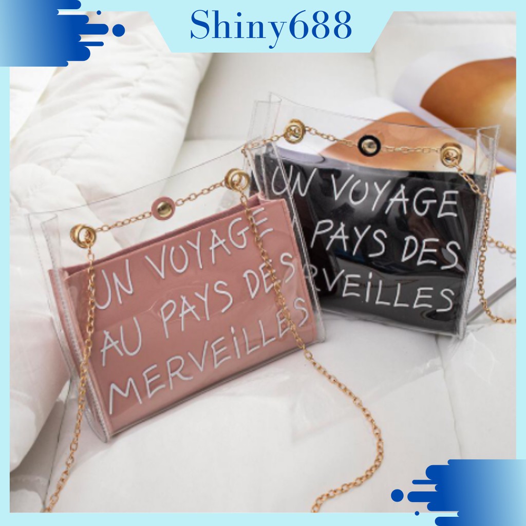 ♥SHINY688♥ TAS SELEMPANG WANITA 2IN1 / TAS TRANSPARAN MURAH  / TAS MINISO