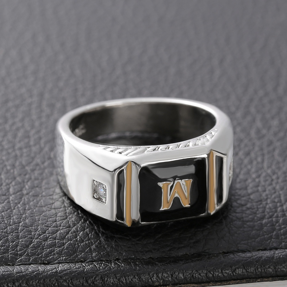 Cincin Bahan Stainless Steel 3A Warna Hitam Untuk Pria