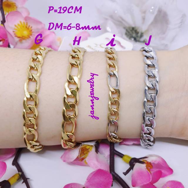 Jannjewelry Gelang Rantai Titanium anti karat 5-8mm G-46