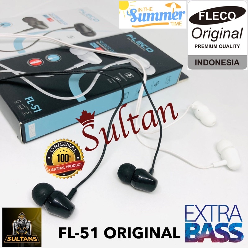 grosir handsfree hf fleco fl51 original super bass hifi earphone