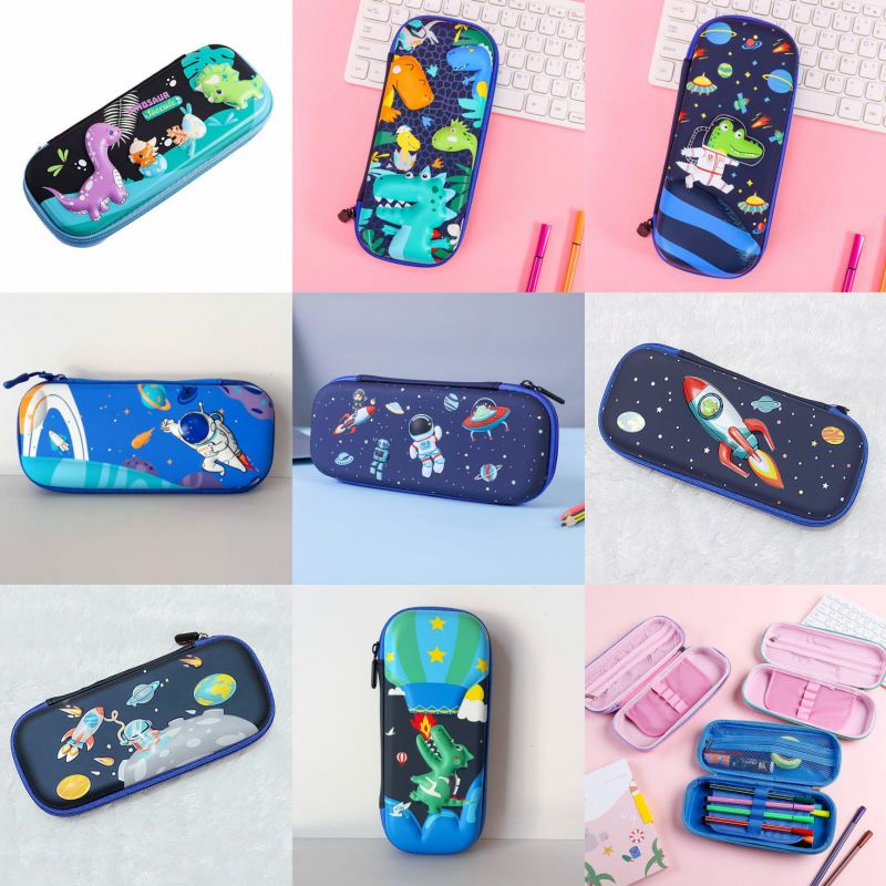 

Pouch/Kotak pensil 3D timbul/Tempat pensil/Pencil Case/Kado Ultah Anak/Unicorn/Dinosaurus/Astronot