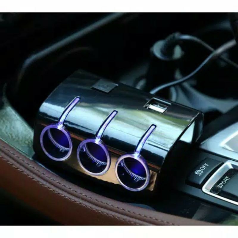 CHARGER SPLITTER 3 SLOT CHARGER MOBIL USB LIGHTER CAR CHARGER 3 IN 1 DAN 2 USB PORT