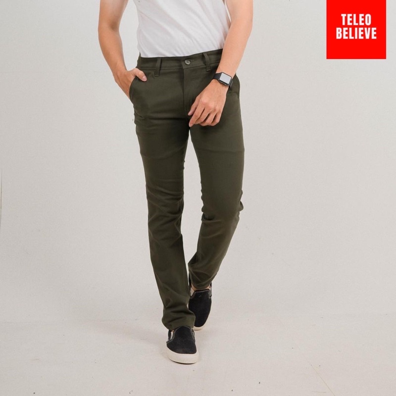 Celana Chino panjang pria premium bahan tebal original army crema hitam grey