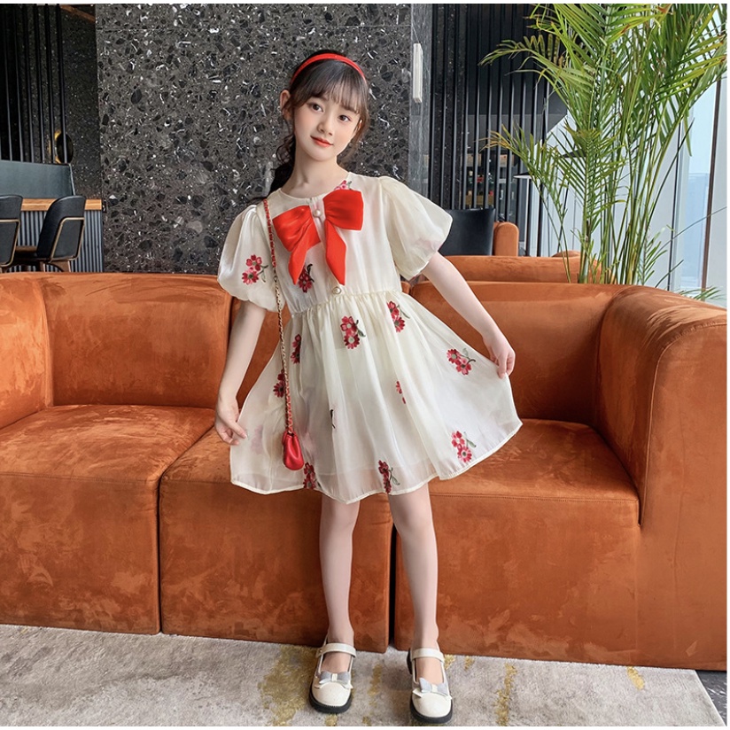 babyfit dress CHRISSY MASSY baju gaun pita anak perempuan lengan gembung sr-810