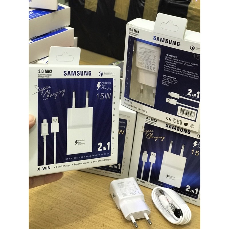 【Shero】Fast Charging Charger samsung galaxy S10 Packing Biru