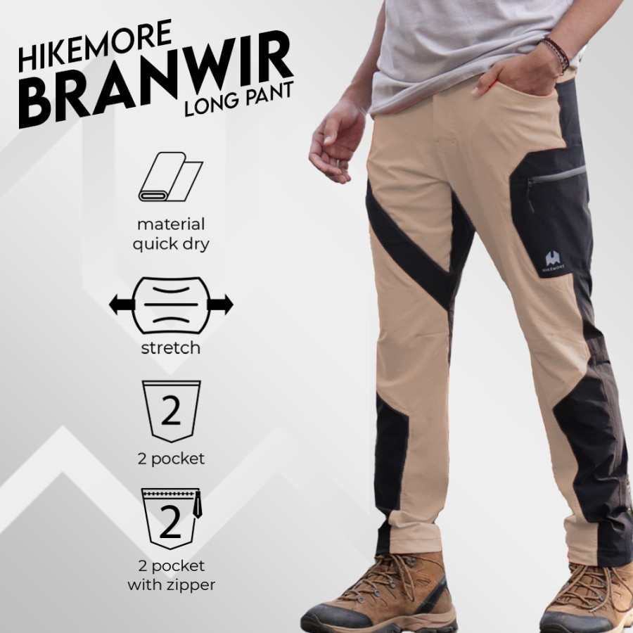 Hikemore Branwir Celana Panjang Kombinasi Outdoor Quickdry Dry Fit Stretch Original